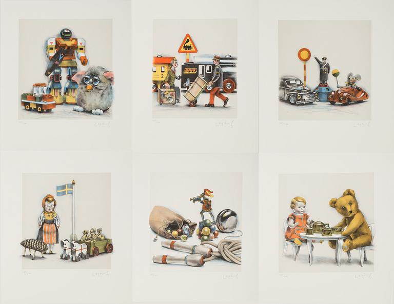 LASSE ÅBERG, portfolio with 6 lithographs in colour, signed 265/290.