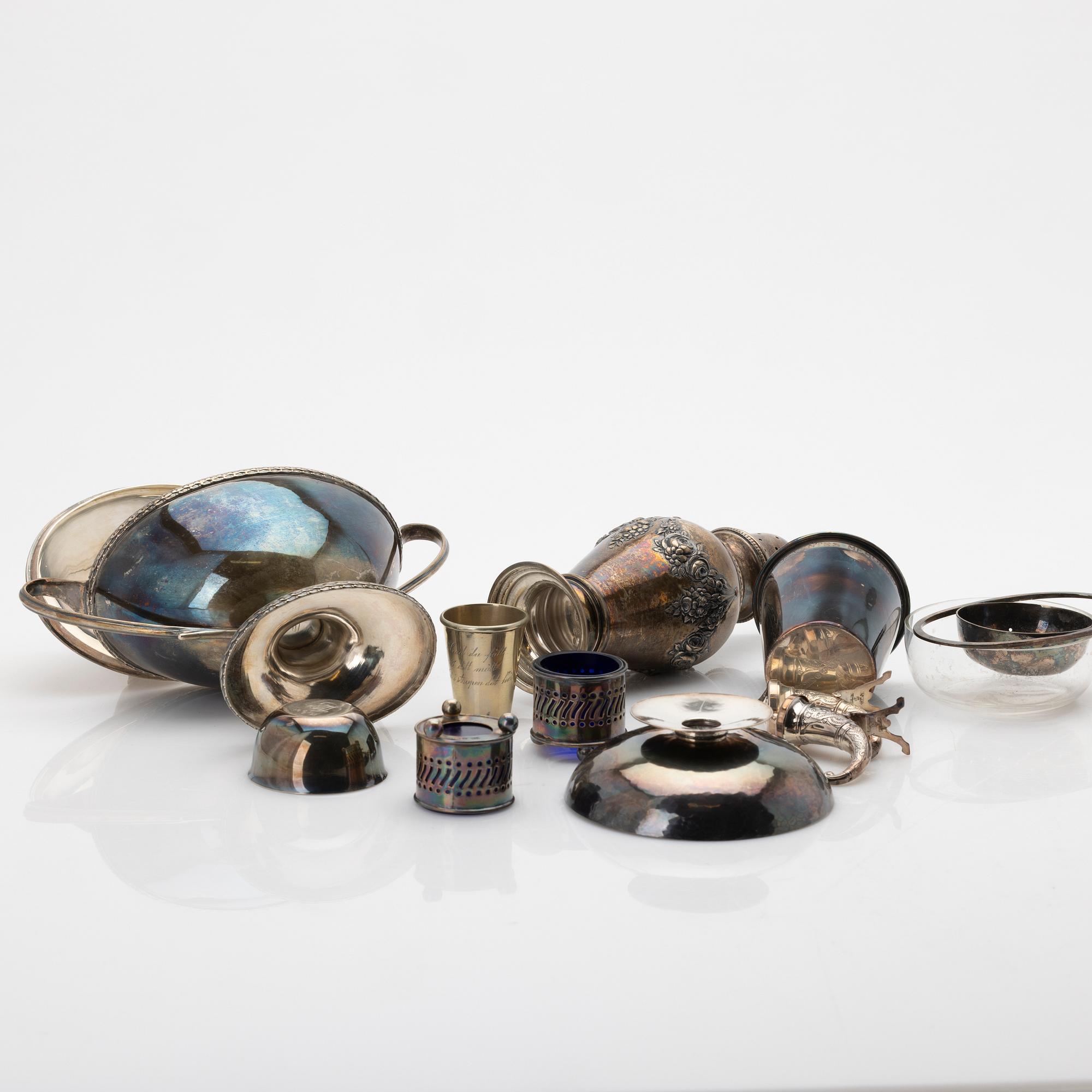Lot of silver, 11 pieces, including Swedish items, 20th century.