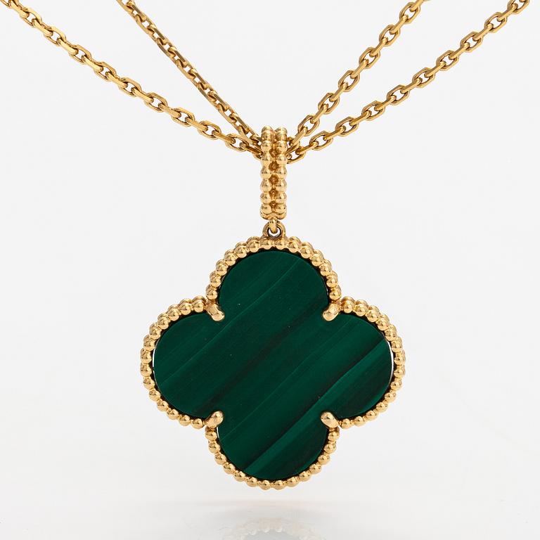 Van Cleef & Arpels, An 18K gold and malachite "Magic Alhambra" necklace. Marked VCA, JE472415.