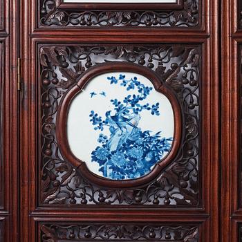 A Chinese six fold screen, Qing dynasty, 19th Century.