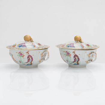 Kannellisia maljoja, 2 kpl, posliinia, Kanton, 1800-luku.