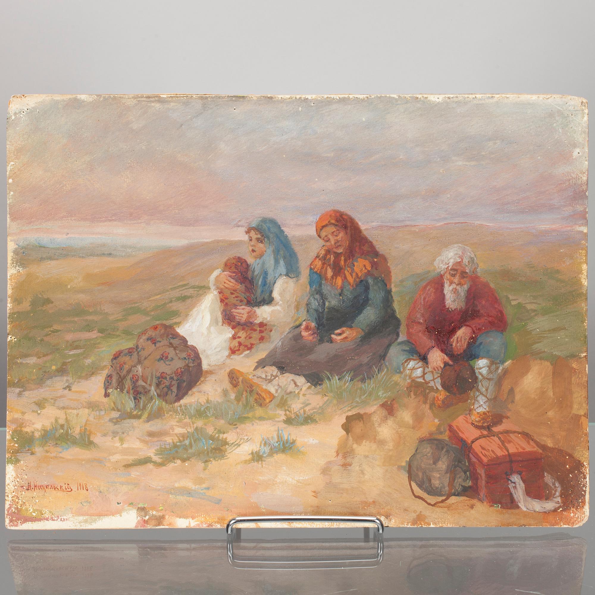 N. NIKOLSKY, olja på papp pannå, signerad och daterad 1918.