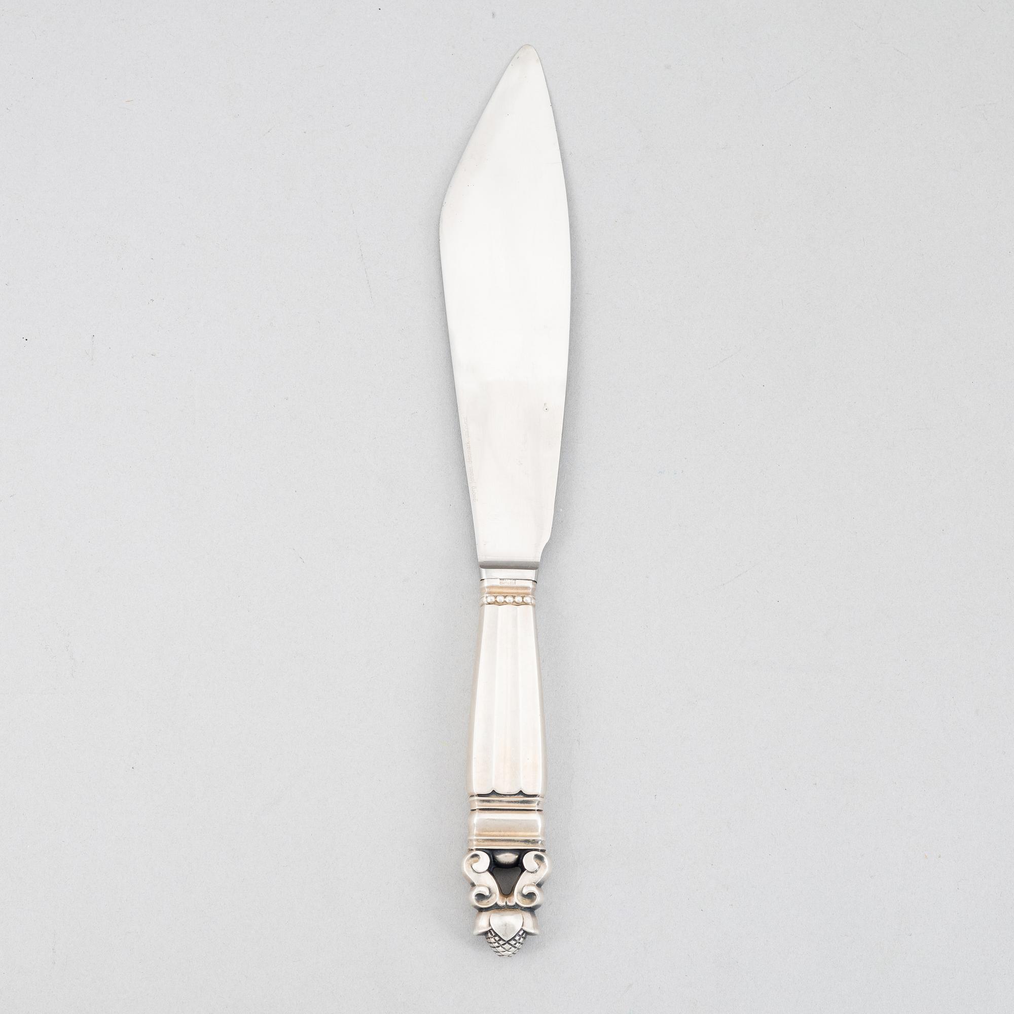 Johan Rohde, a 'Konge/Acorn' sterling silver cake knife, Georg Jensen, Denmark, after 1945.