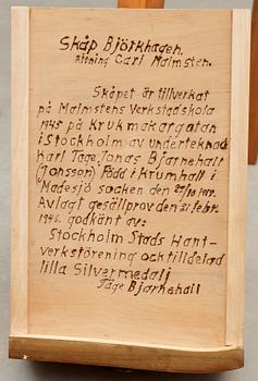 Carl Malmsten, A Carl Malmsten Swedish Modern cabinet 'Björkhagen', executed by cabinetmaker Tage Bjarnehall, Stockholm 1943.