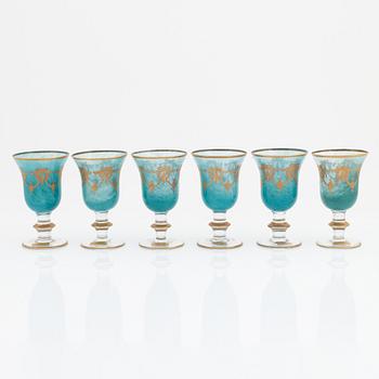 A group of six wine glasses, Neiman Marcus, Italy.