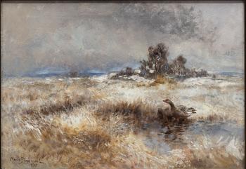 Mosse Stoopendaal, Winter Landscape with Geese.