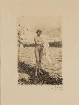 ANDERS ZORN, etching, 1914, signed in pencil.