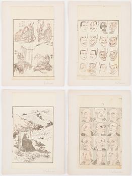 SHEETS from woodblock book, 24 pc, Japan, 19th century.