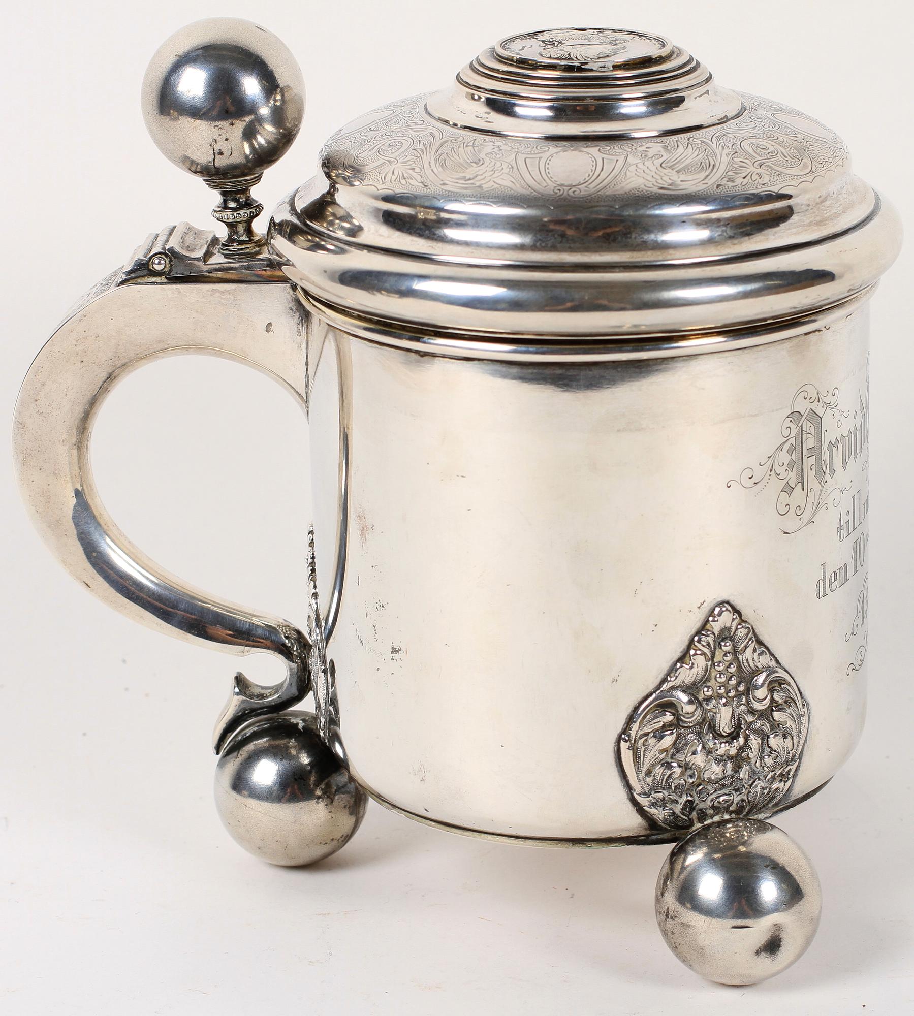 DRYCKESSTOP, silver, barockstil, CG Hallberg Stockholm 1890. Vikt 670 gram.