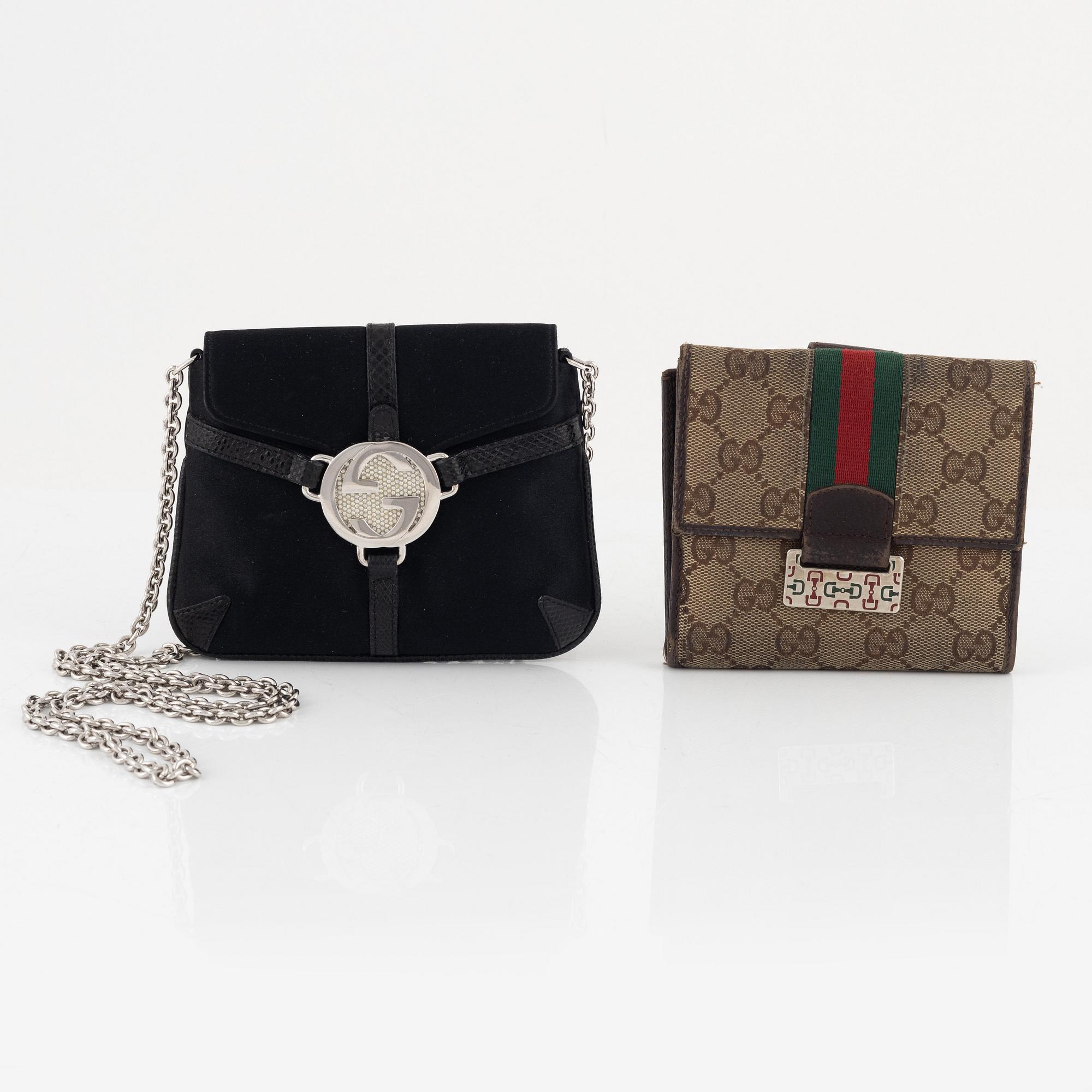 Gucci, aftonväska samt plånbok.