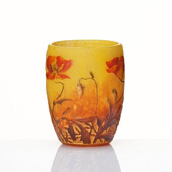 Daum, an Art Nouveau enamel painted cameo glass vase, Nancy, France.