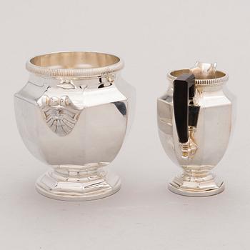 TE JA KAHVI KALUSTO, hopeoitu, Christofle, Ranska 1900-luvun puoliväli.