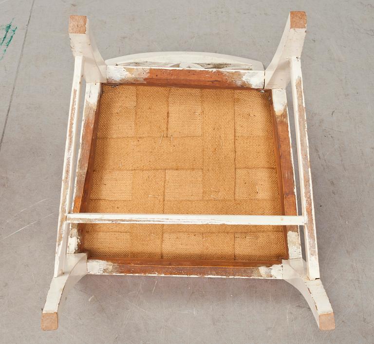 SOFFA MED STOLAR, 1+6. Sengustavianskt Lindome, 1800-talets början. Brännmärkt INS.