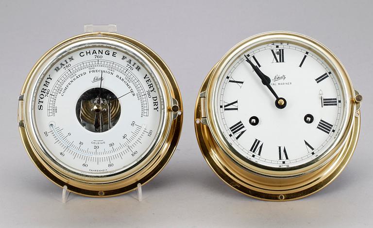 SKEPPSUR SAMT BAROMETER, mässing, Schatz, 1900-talets andra hälft.