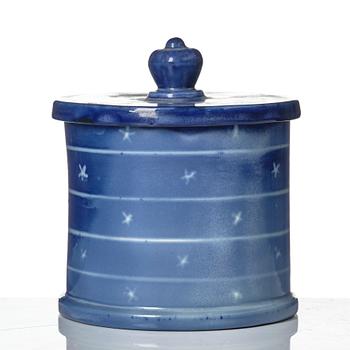 Wilhelm Kåge, two porcelain vases and an earthenware jar with cover, Gustavsberg, Sweden, 1924 and presumably 1930.
