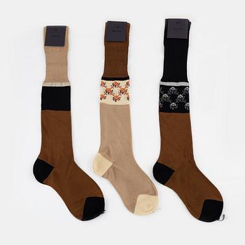 Prada, 3 pairs of silk/cotton socks, size 1.