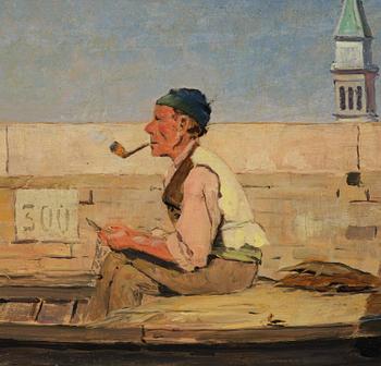 Carl Skånberg, "Fiskargubbe vid kajen" (Motiv från Venedig).