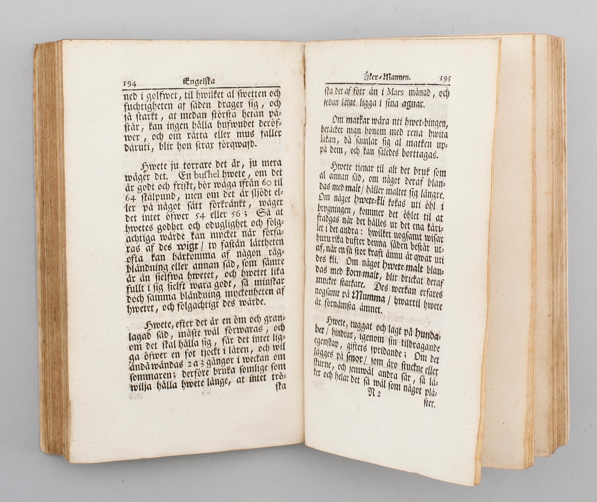 BOK: Engelska åker-mannen och fåra-herden, tryckt hos Joh Laur Horrn, Stockholm 1727.