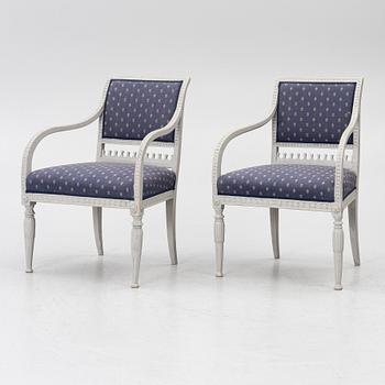 Armchairs, a pair, Late Gustavian, circa 1800.