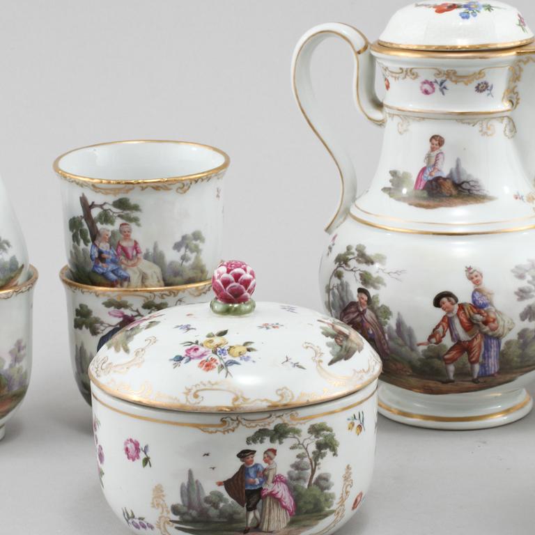 KAFFESERVIS, 13 delar, porslin, Meissen, 1900-tal.