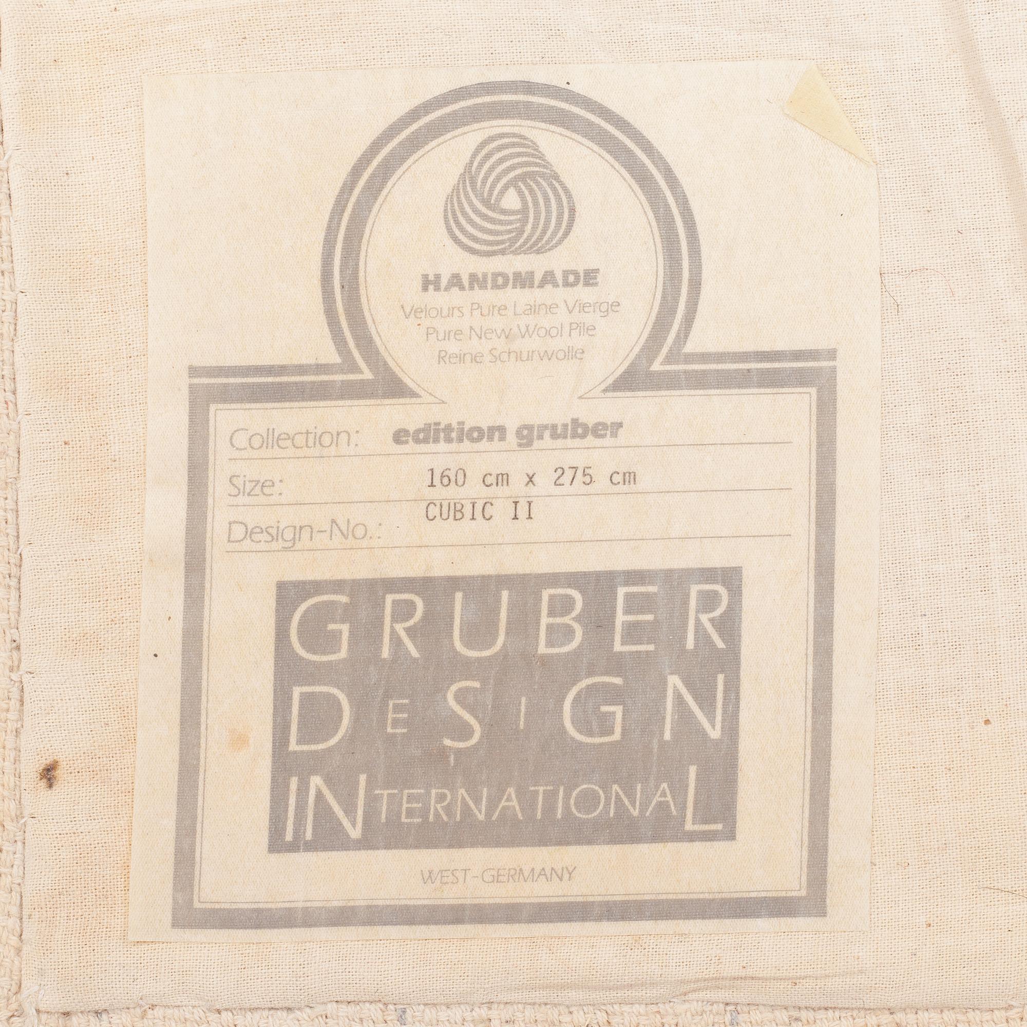 A CARPET, "Cubic II" tufted, Gruber design (Peter B Gruber), around 272 x 156 cm.