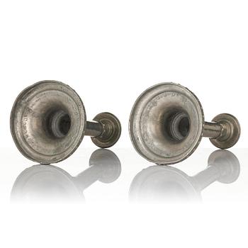 A pair of Gustavian pewter candlesticks by M. Moberg, Jönköping 1786.