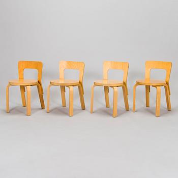 Alvar Aalto, children's chairs, model N65, for Artek, late 1990s.