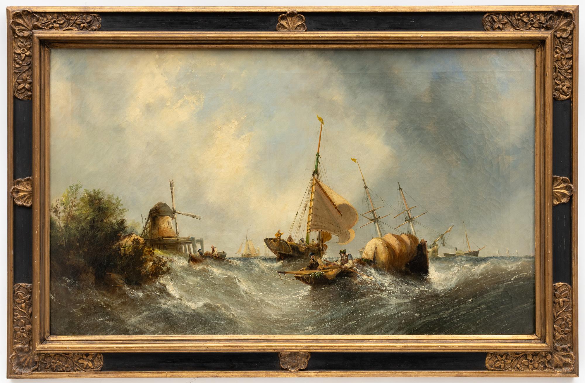 William Calcott Knell, attributed, Boats by the Coast.