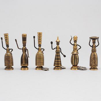 HANS TEPPICH, a set of 16 chess pieces/ biblical miniatures, Israel, 1950's-60's.