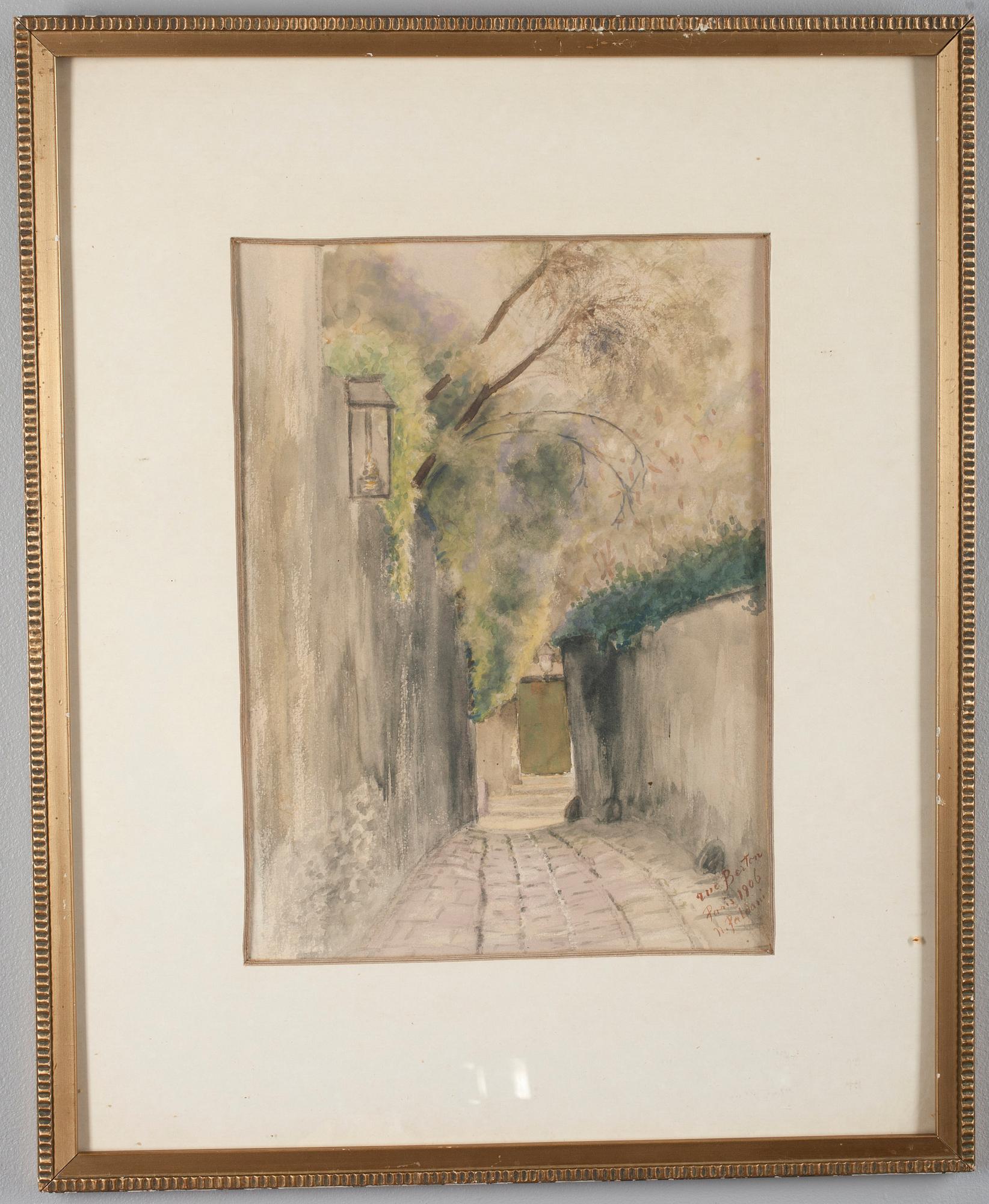 OKÄND KONSTNÄR, akvareller 2 st. signerad N. Paldani, daterad 1906.