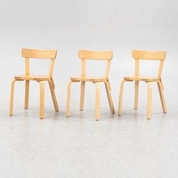 Alvar Aalto, three model 69 chairs, Artek, Finland.