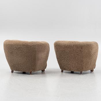 Swedish Modern, a pair of armchairs, mid 20th century.