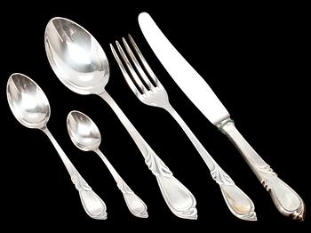 BESTICKSERVIS,25  delar, låghaltigt silver, Polen. Vikt ca 1125g.