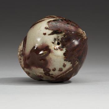 A peach shaped stone ware water sprinkler, Korea, 19th Century.