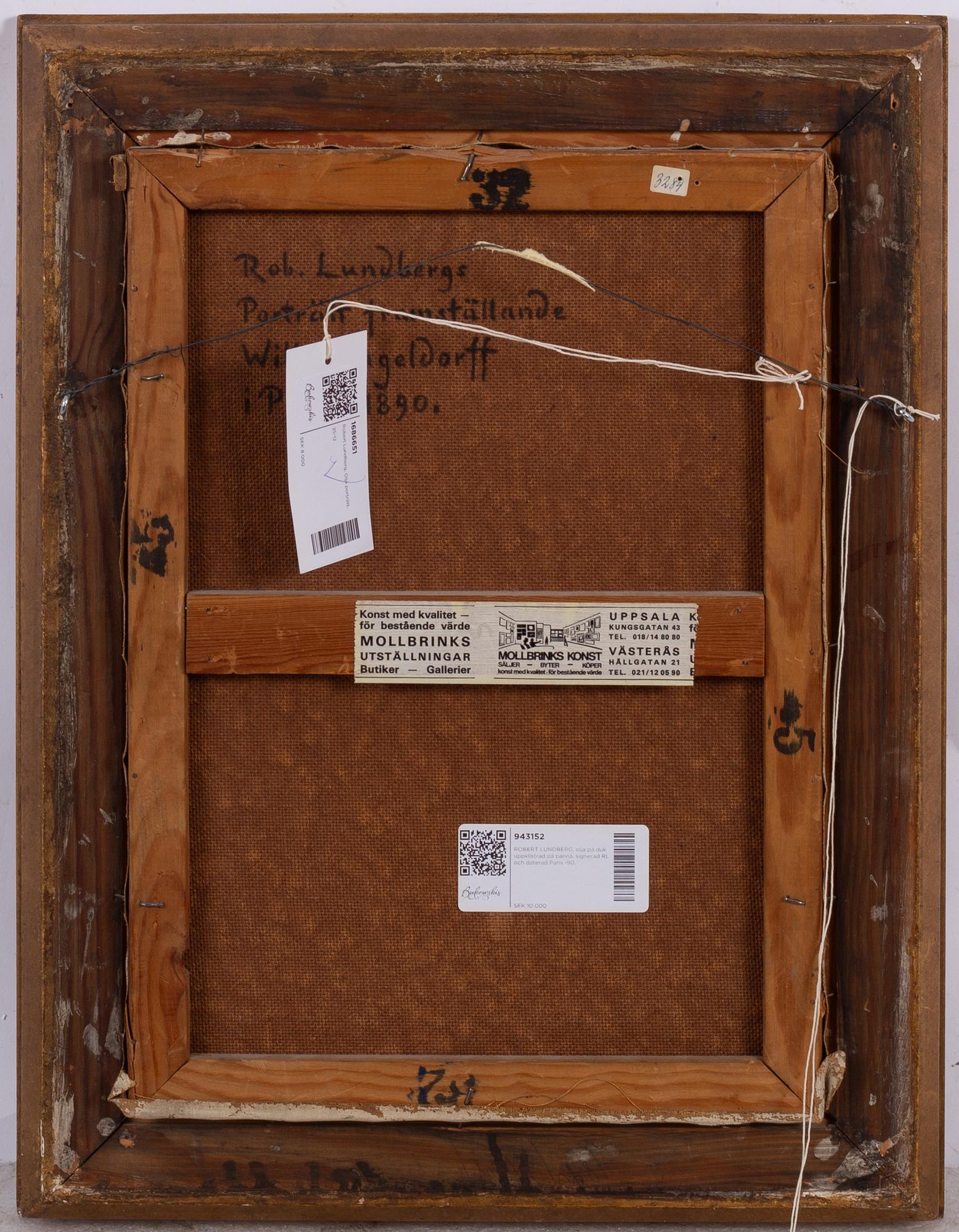 Robert Lundberg, Porträtt av Wilhelm Angeldorff, Paris 1890.