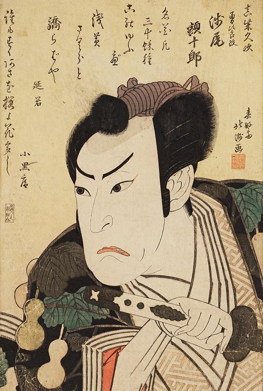 A Japanese color woodblock print by Shunkosai Hokushu, circa 1830.