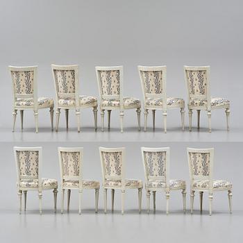 A matched set of ten late Gustavian chairs, (three signed by L Söderholm 1789-1794).