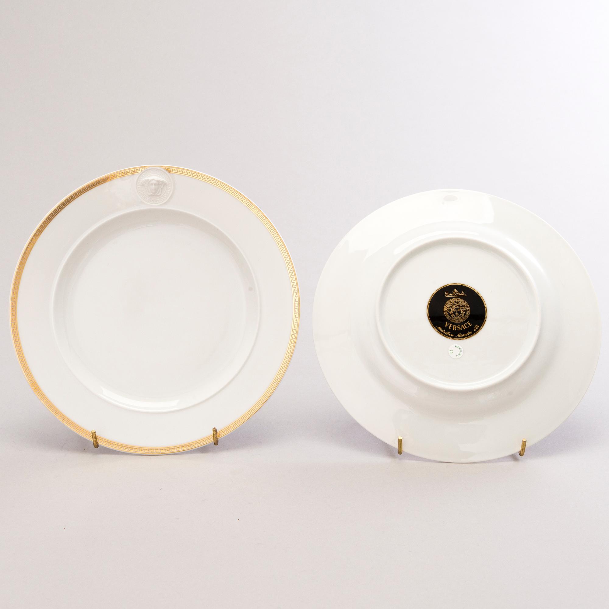 VERSACE Ikarus, Médaillon Méandre d'Or 2 + 2 porcelain plates with a coffee cup by Rosenthal.