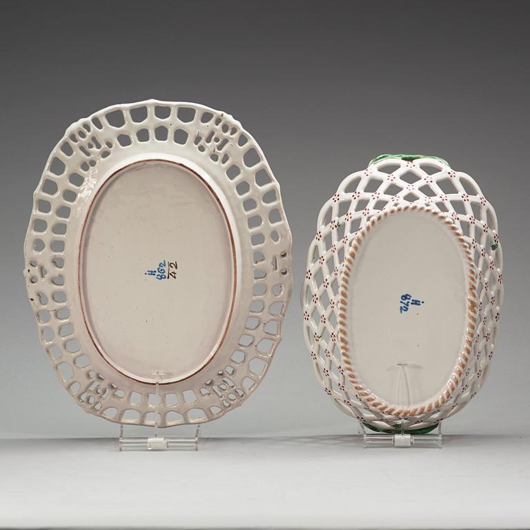 A Strassbourg faience chesnut basket and stand, period of Joseph Hannong, 18th Century.