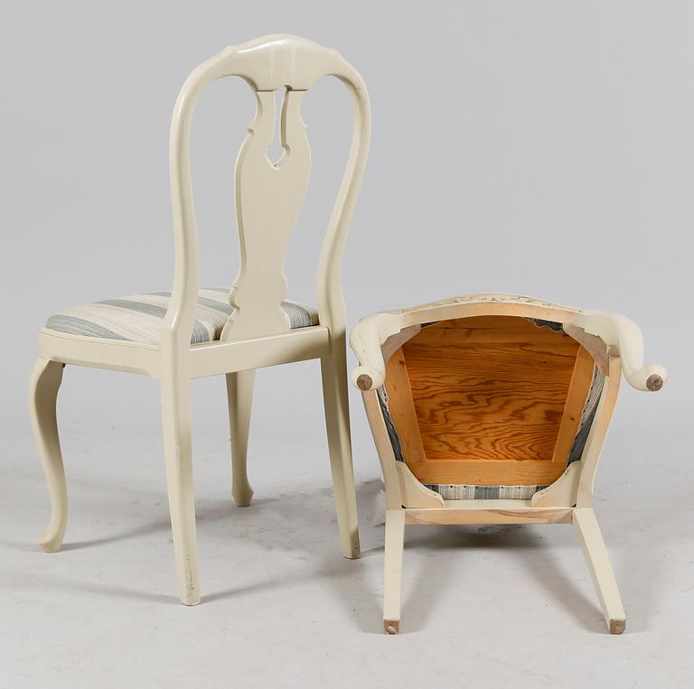 MATSALSMÖBEL, 5 delar, rokokostil, 1900-talets andra hälft.