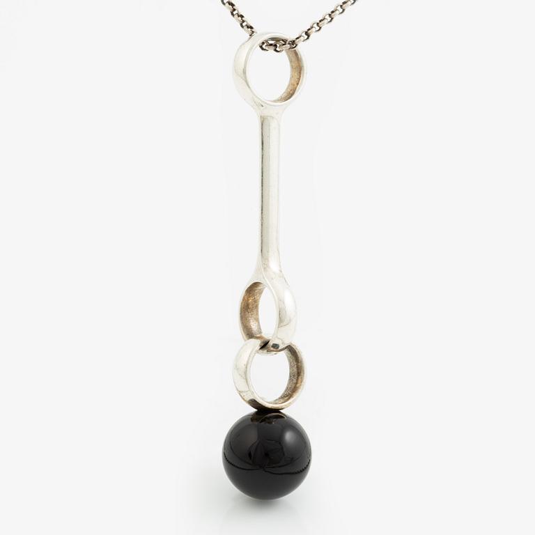 Necklace, Georg Jensen, "Sphere", design Regitze, silver with black agate.
