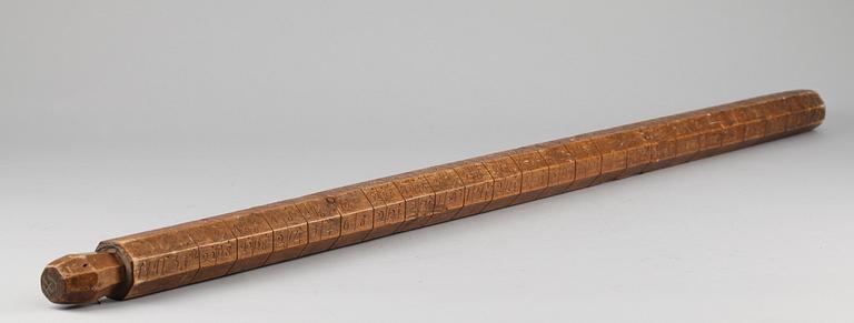 KALENDERSTAV, allmoge, dat 1834.