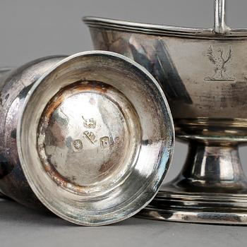 PARTI SILVER, 4 delar, brittiska stämplar, 18/1900-tal.