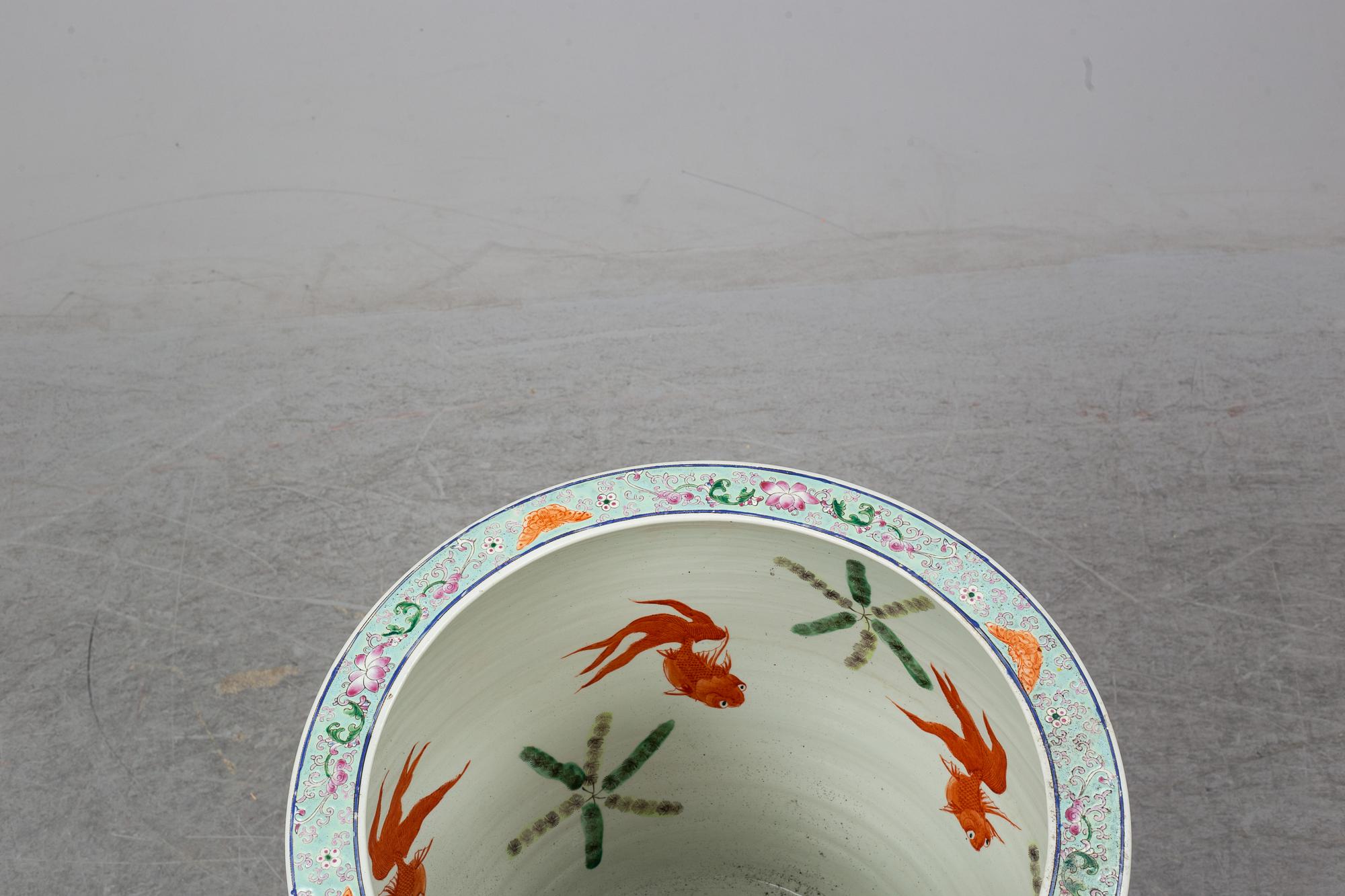 A large Chinese famille rose fish basin, 20th century.