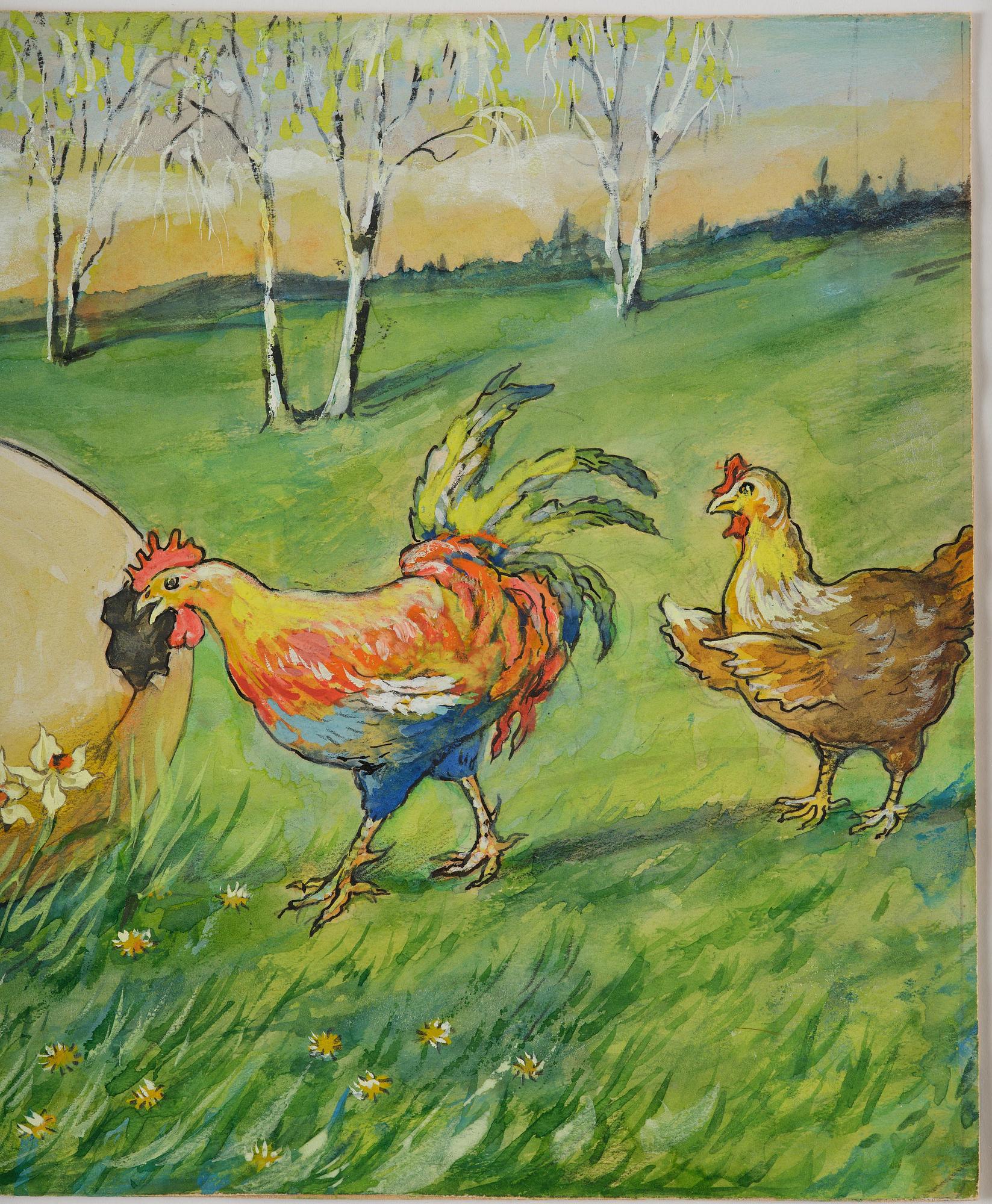 Jenny Nyström, A rooster by the egg.