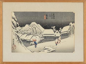 Ando Utagawa Hiroshige, after, a woodblock print in colours, 20th century.