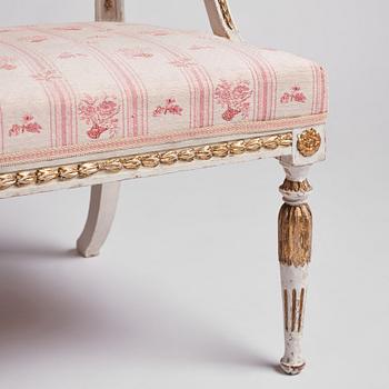 A pair of late Gustavian armchairs, Stockholm, late 18th century.