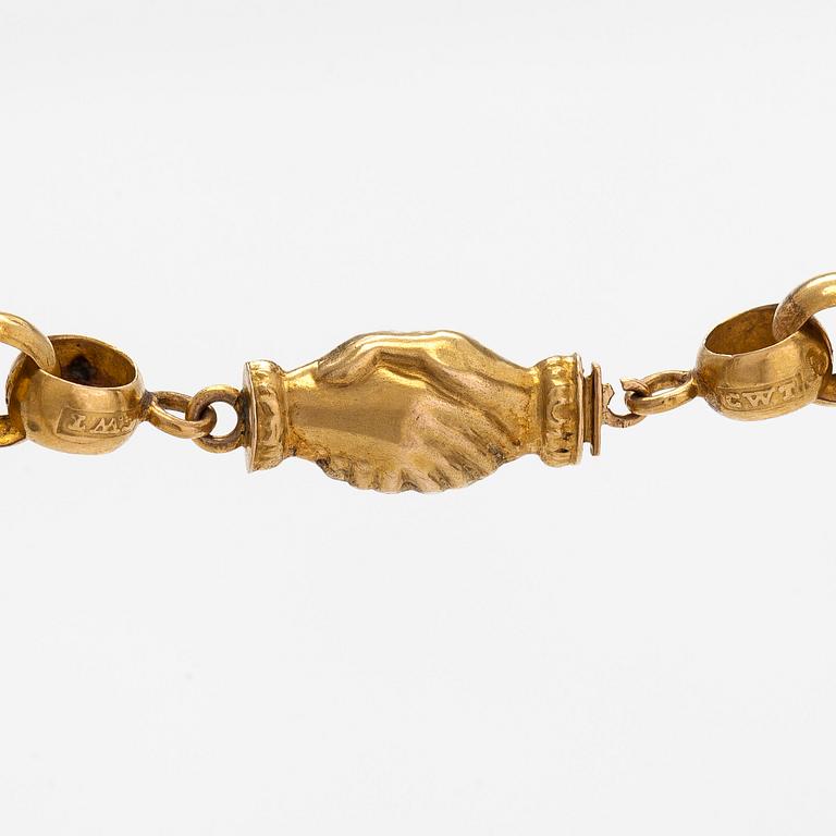 An 18K gold necklace, Carl Wilhelm Troselius. Stockholm 1838.