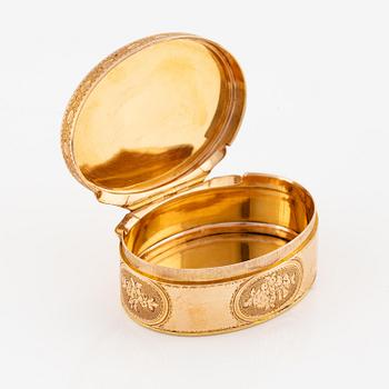 A Swedish 18th century gold snuff-box, mark of Christian Maas, Stockholm 1783.