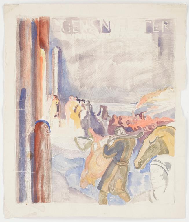 AXEL TÖRNEMAN, akvarell, AT:s dödsbostämpel, präglad monogramsignatur.